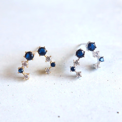 ☆冬の星座☆シルバー925【極上 ミッドナイトブルー CZダイヤモンド gold & silver】ピアス 2枚目の画像