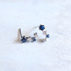 ☆冬の星座☆シルバー925【極上 ミッドナイトブルー CZダイヤモンド gold & silver】ピアス 8枚目の画像
