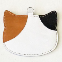 IDホルダー ねこ柄 本革　02215 4枚目の画像