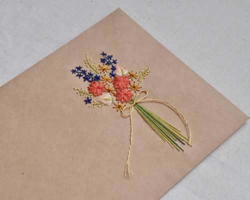 花束のレターセット／刺繍 レターセット 紙刺繍作家 wakako 通販