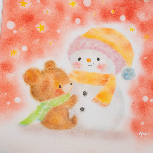 冬♡仲良しクマちゃん雪ダルマ