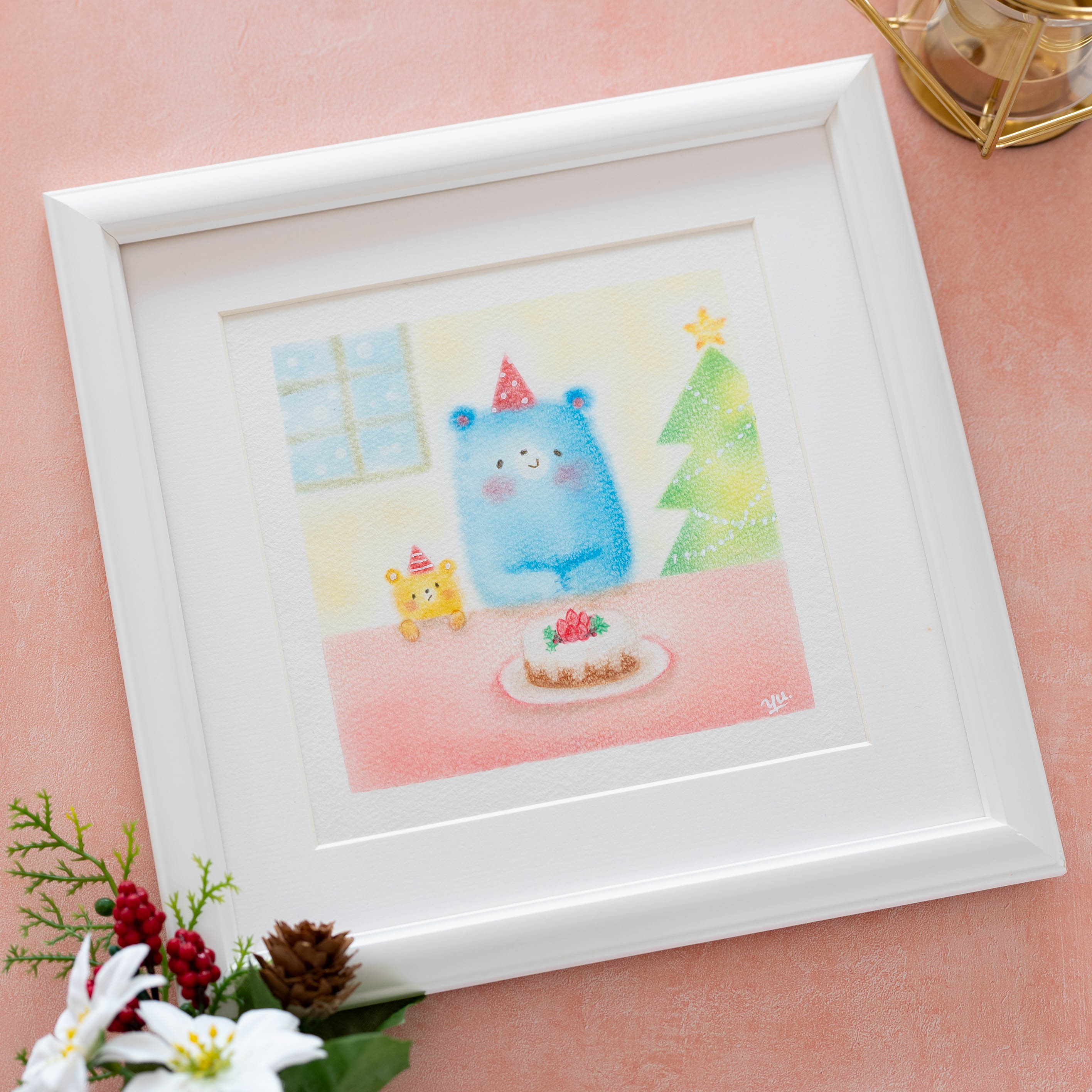 絵画。原画【クリスマスを迎えて可愛い熊ちゃん】 絵画。原画【クリスマスを迎えて可愛い熊ちゃん】 クマネコ日記