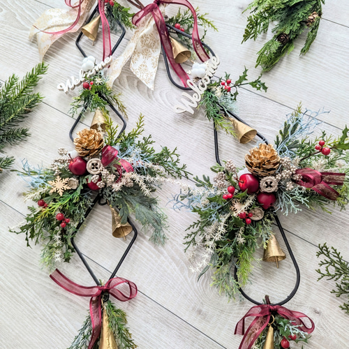 再販〗Christmasアイアンベルのアレンジメント＊トリプルドロップ