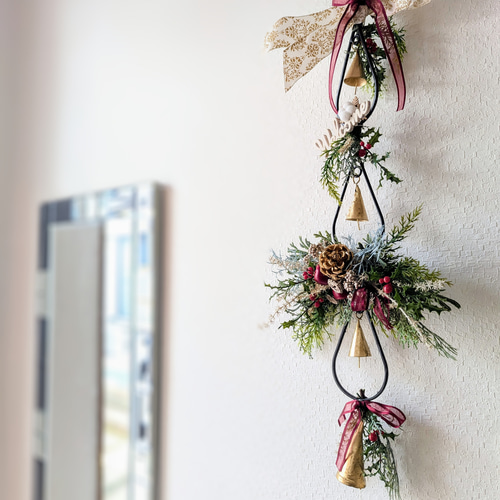 再販〗Christmasアイアンベルのアレンジメント＊トリプルドロップ