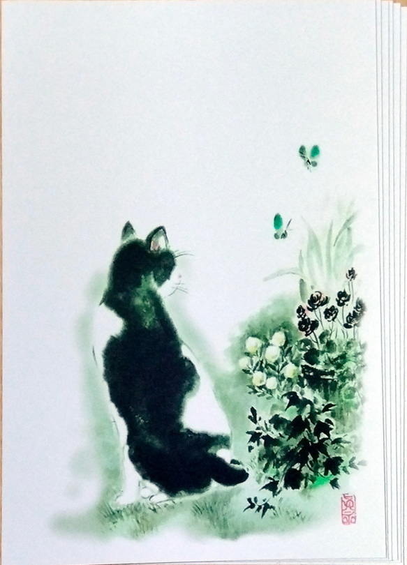 猫の墨彩画、葉書7枚セット ポストカード 眞墨彩デザイン 通販
