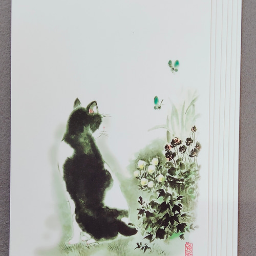 猫の墨彩画、葉書7枚セット ポストカード 眞墨彩デザイン 通販