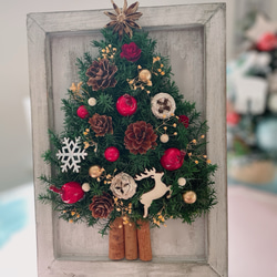 ウッドフレームクリスマスツリー プリザーブドフラワー