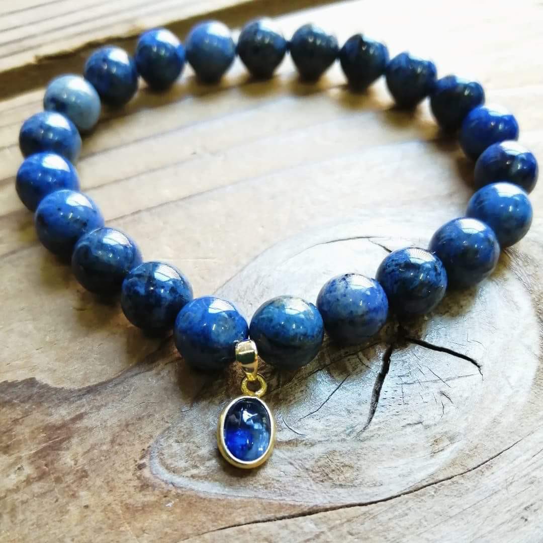 ◆デュモルチェライト＆カイヤナイトのブレスレット 8500円（送料無料） デュモルティエライト8mm