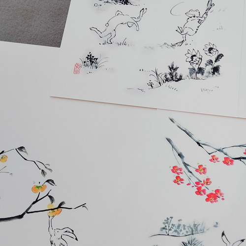 鳥獣戯画の葉書5種 ポストカード 眞墨彩デザイン 通販 18504313