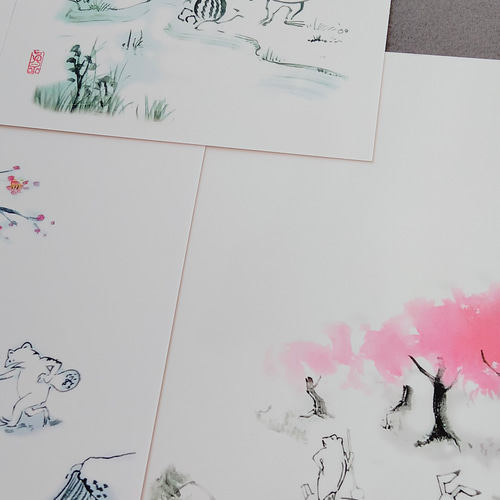 鳥獣戯画の葉書5種 ポストカード 眞墨彩デザイン 通販 18504313