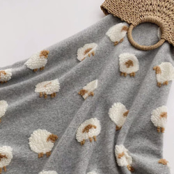 ボア生地セール中】生地布地 ウールニット生地 ジャカード 立体感 羊柄