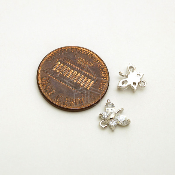 【2個入り】キュービックバタフライペンダント、蝶チャーム、昆虫、羽、ちょう、18㎜、シルバー/PD-291-RD 2枚目の画像