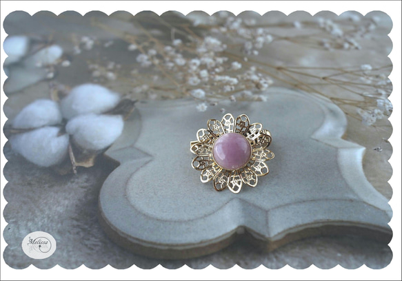 クンツァイトの透かしブローチ ブローチ melissa18 通販