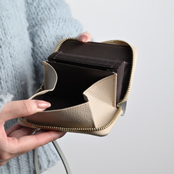 お札が折れない コンパクトウォレット 【 シュリンクレザー 】 名入れ 本革 ミニ財布 ギフト HW18K 16枚目の画像