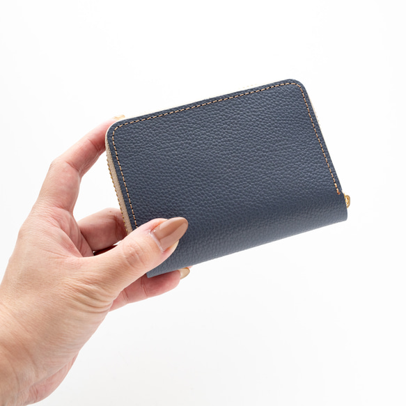 お札が折れない コンパクトウォレット 【 シュリンクレザー 】 名入れ 本革 ミニ財布 ギフト HW18K 15枚目の画像