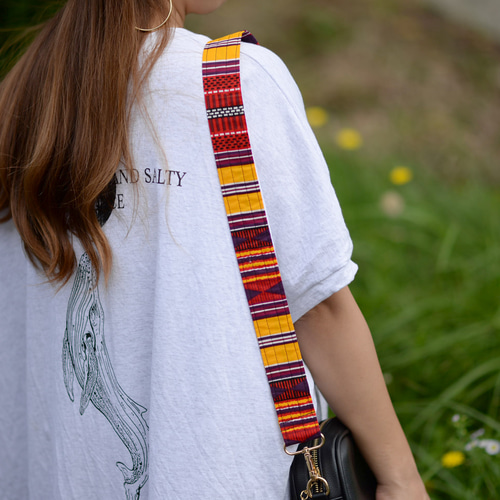 アフリカ布 バッグショルダー・ストラップ/幾何学柄・エスニック