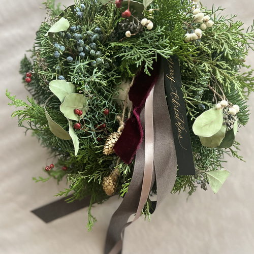 お正月も飾れるクリスマス フレッシュリース リース Hortensia