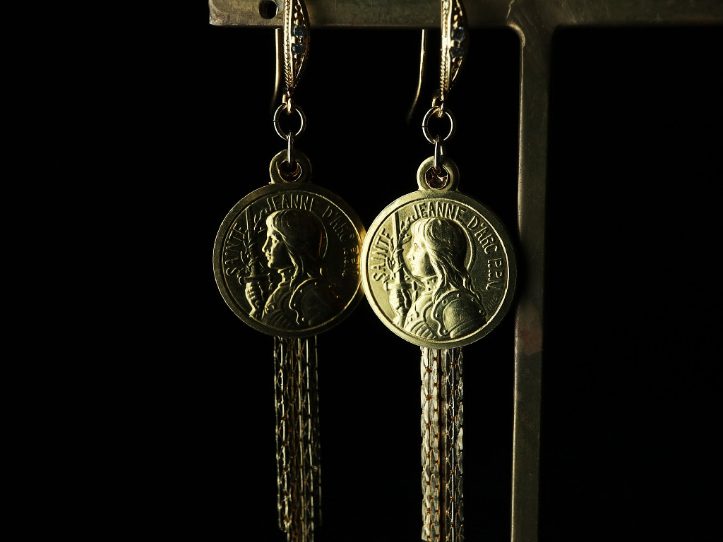 数量限定 【フランス/真鍮】一点物 【貴重】【16kgf】 ジャンヌダルク の クラシカル コインピアス（イヤリング）