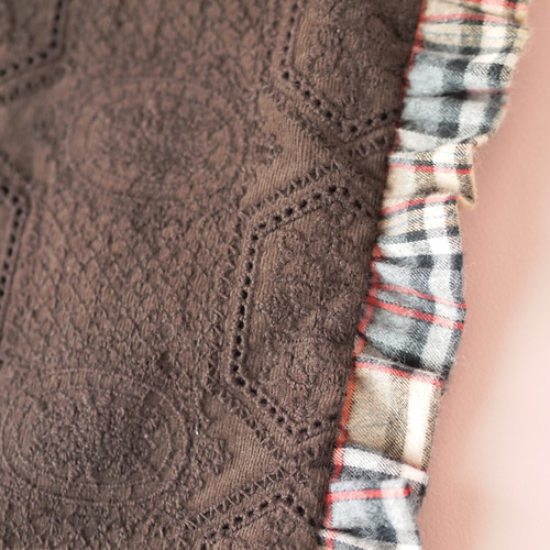 SALE ! コーデュロイレース×チェックフリルトート トートバッグ aco-mi