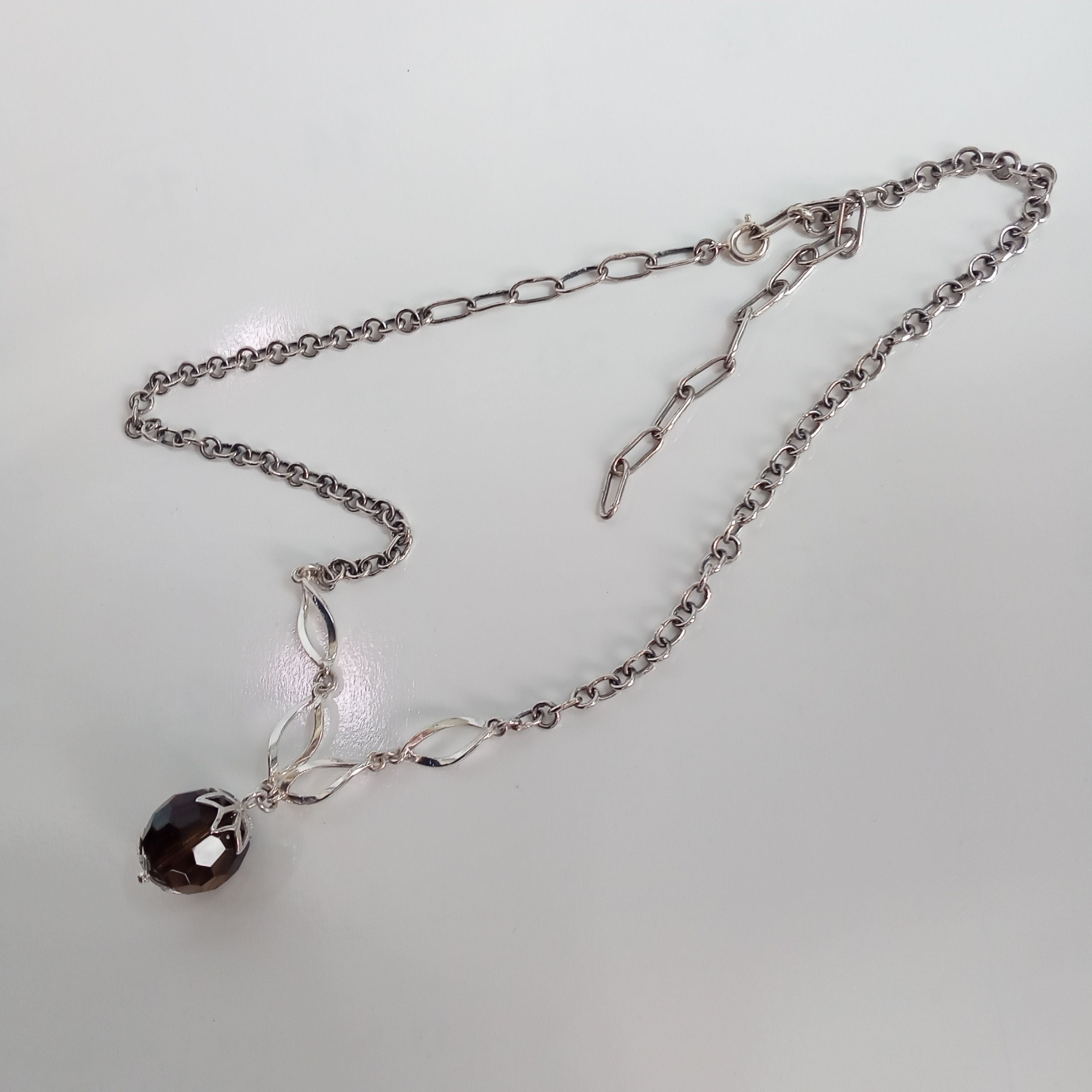 Handmade Accessories  silver950ねじねじネックレス「スモーキークォーツ」b