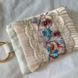 インド刺繍 リボン まんまる 巾着ポーチ 巾着 巾着袋 ポーチ