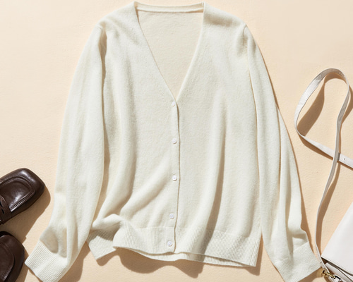 長く愛用できるカシミヤカーディガン Vネックカーディガン カシミヤ100