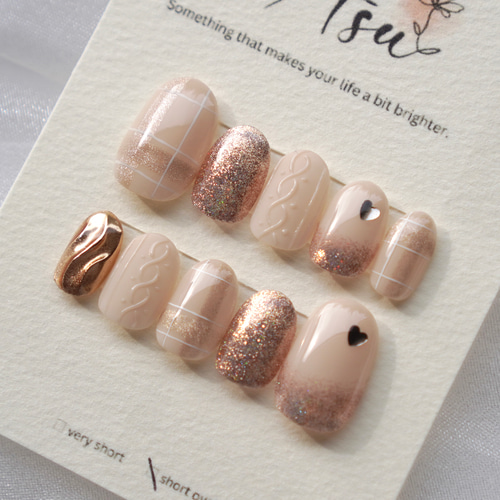 ネイルチップ 《No.120》 ニットネイル ベージュネイル マグネット