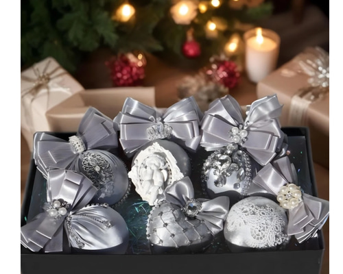 クリスマス オーナメント 6点セット_グレー｜クリスマスインテリア