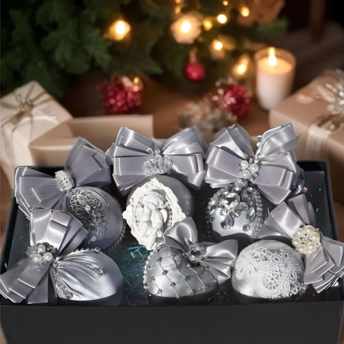 クリスマス オーナメント 6点セット_グレー｜クリスマスインテリア