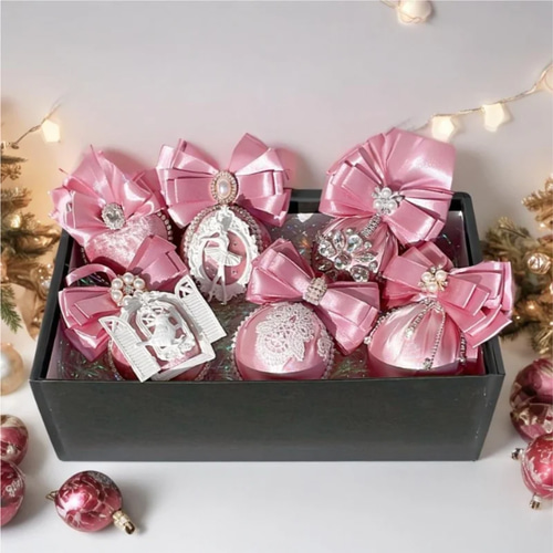 クリスマス オーナメント 6点セット_ピンク｜クリスマス