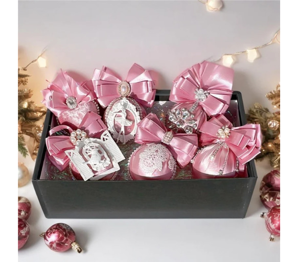 クリスマス オーナメント 6点セット_ピンク｜クリスマス
