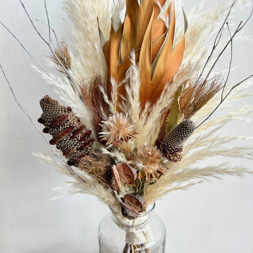 白と茶色ベース♡バンクシアブーケセット♡ 白と茶色ベース♡バンクシアブーケセット♡