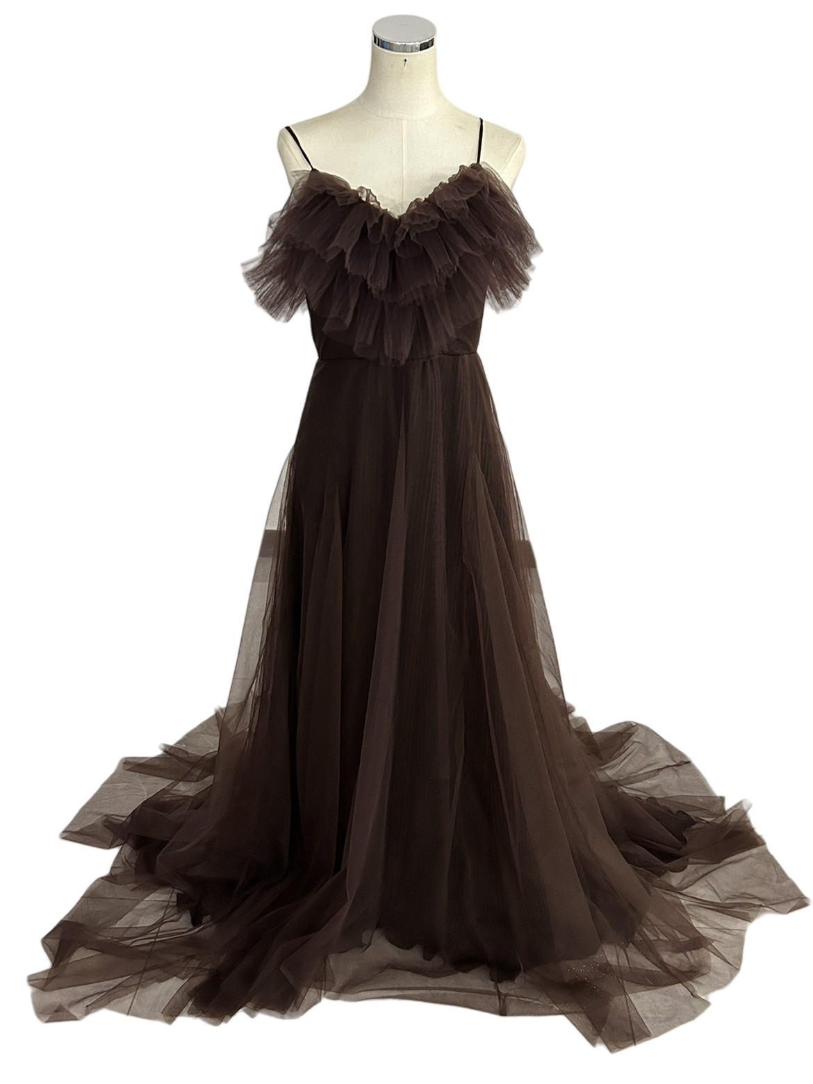 パーティードレス ブラウン キャミソール プリーツドレス  デザイン感  前撮り 二次会