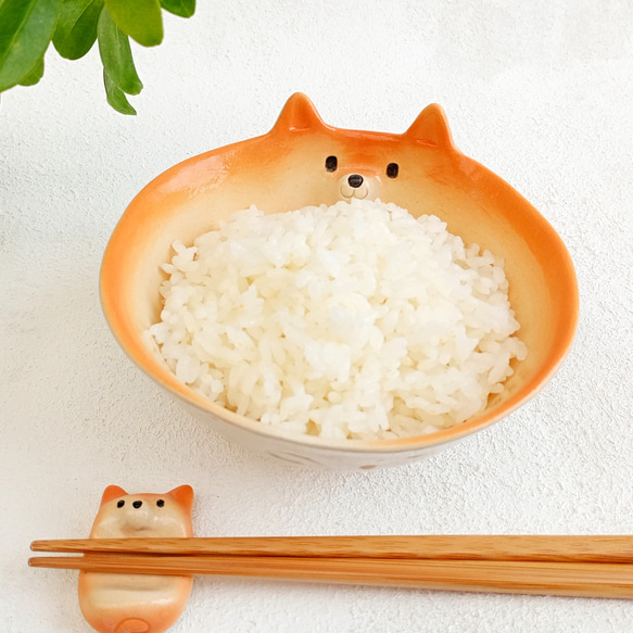 柴犬飯碗  楽しい動物の陶器　受注製作 1枚目の画像
