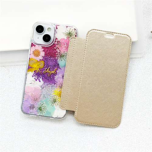 iPhone16/16Pro/16Plus/16ProMax 押し花スマホケース iPhone