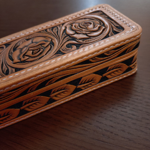 メガネケース レザーカービング 薔薇 【公式通販】