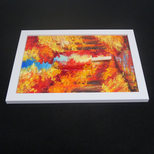 油絵 油彩 油彩画 絵 絵画【青空と雲とひまわりの解けないアイス