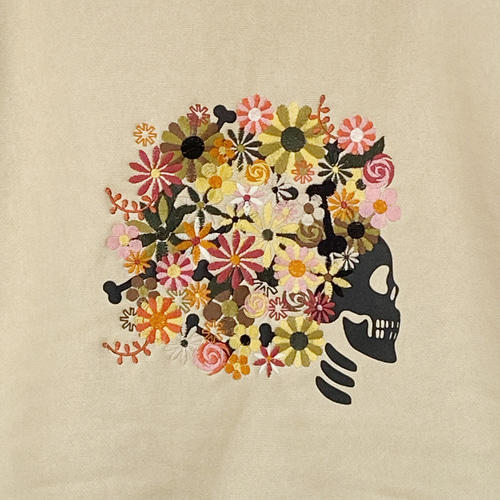 刺繍☆パーカー【ジップアップ】／花とアフロ 12oz パーカー