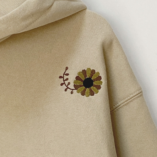 刺繍☆パーカー【ジップアップ】／花とアフロ 12oz パーカー 440design