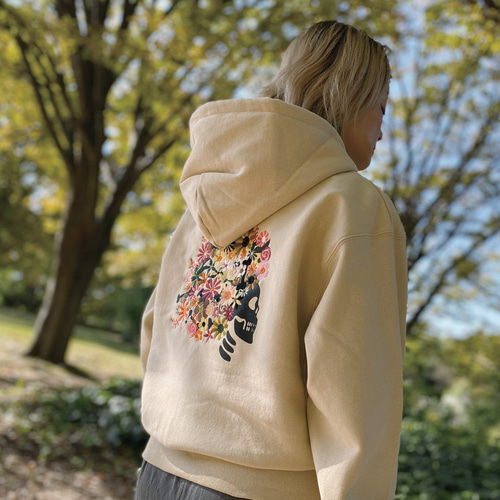 刺繍☆パーカー【ジップアップ】／花とアフロ 12oz パーカー