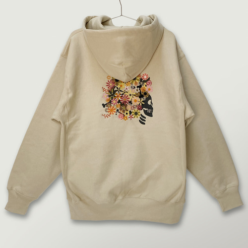 アトリエまりこ 花刺繍 パーカー LL ピンク フリル ジップアップ