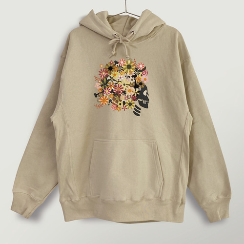 刺繍☆パーカー【プルオーバー】/花とアフロ 12oz パーカー 刺繍☆パーカー【プルオーバー】/花とアフロ 12oz パーカー