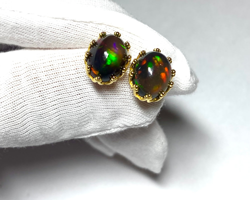 【0803】ピアス ブラックオパール※超高品質 0803】ピアス ブラックオパール※超高品質 ブラックオパール