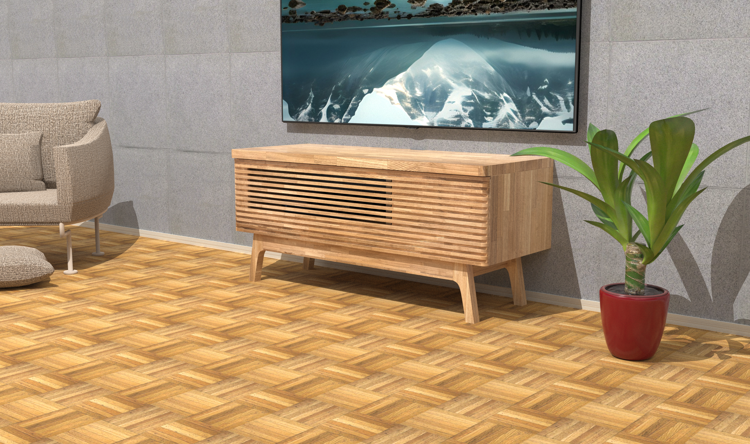 『ナポリ_T30』手作りテレビ台・タモ集成材・ w105