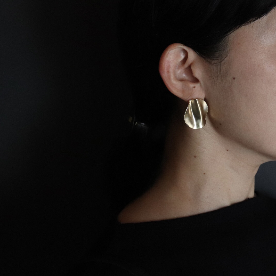 【minamo水面brass】L/真鍮/ピアス/受注制作/丸ピアス/ニュアンスピアス/大きめピアス