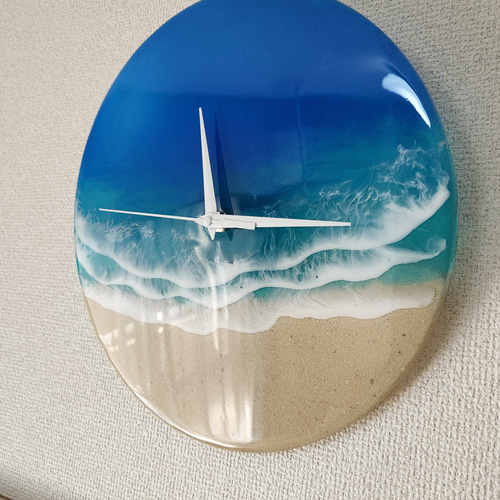 レジン海アート 八角形 30cm 壁掛け可 宮古島オーシャンブルー インテリア doi028410.jpg