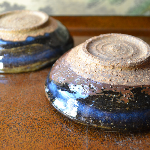 新着！】取分け皿2個セット(コスモブルー) ろくろ目 小皿 豆皿 お皿