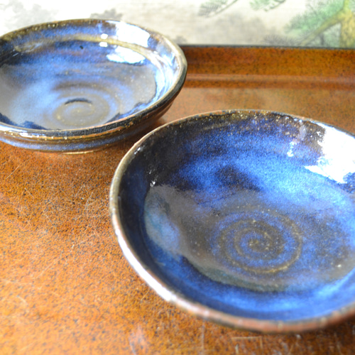 新着！】取分け皿2個セット(コスモブルー) ろくろ目 小皿 豆皿