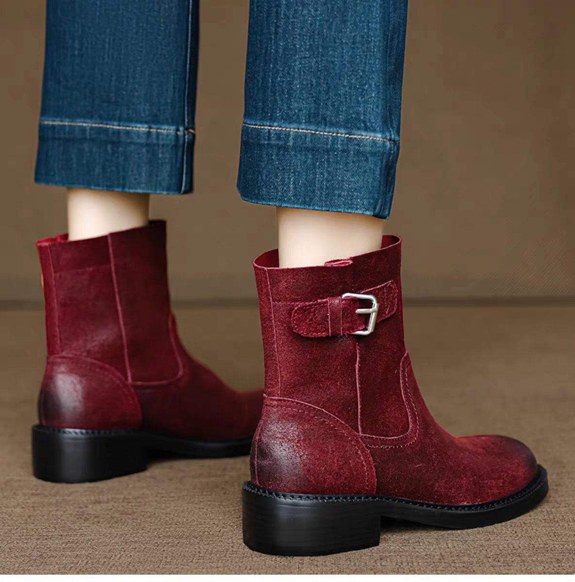 新色追加「スエード赤」！柔らかくて履きやすいブーツ シューズ 靴 くつ 秋 冬 レザー 皮革 クリスマス2025