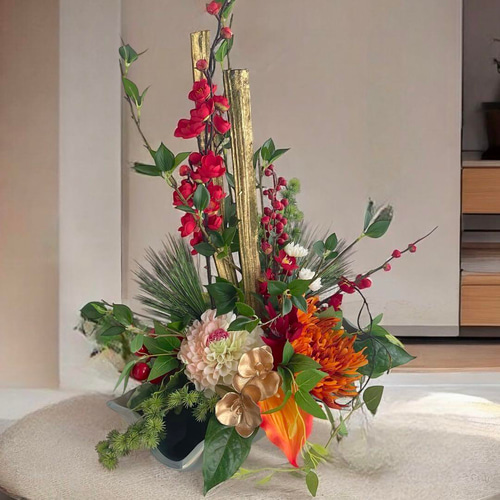 正月アレンジメント 新年飾り 和飾り 門松 光触媒フラワー 造花 正月アレンジメント 新年飾り 和飾り 門松 光触媒フラワー 造花
